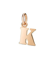 Ciondolo Lettera K DoDo in oro rosa 9K, charm personalizzabile e raffinato per gioielli.